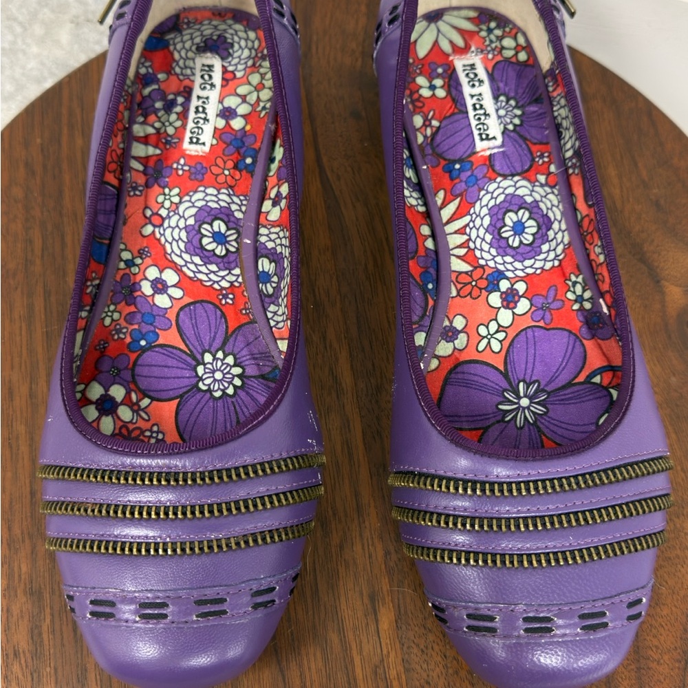 Not Rated Purple Flats with Floral‎ Insole